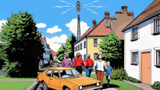 Sireenid kõlamas linnaruumis, inimesed tänaval varju liikumas.